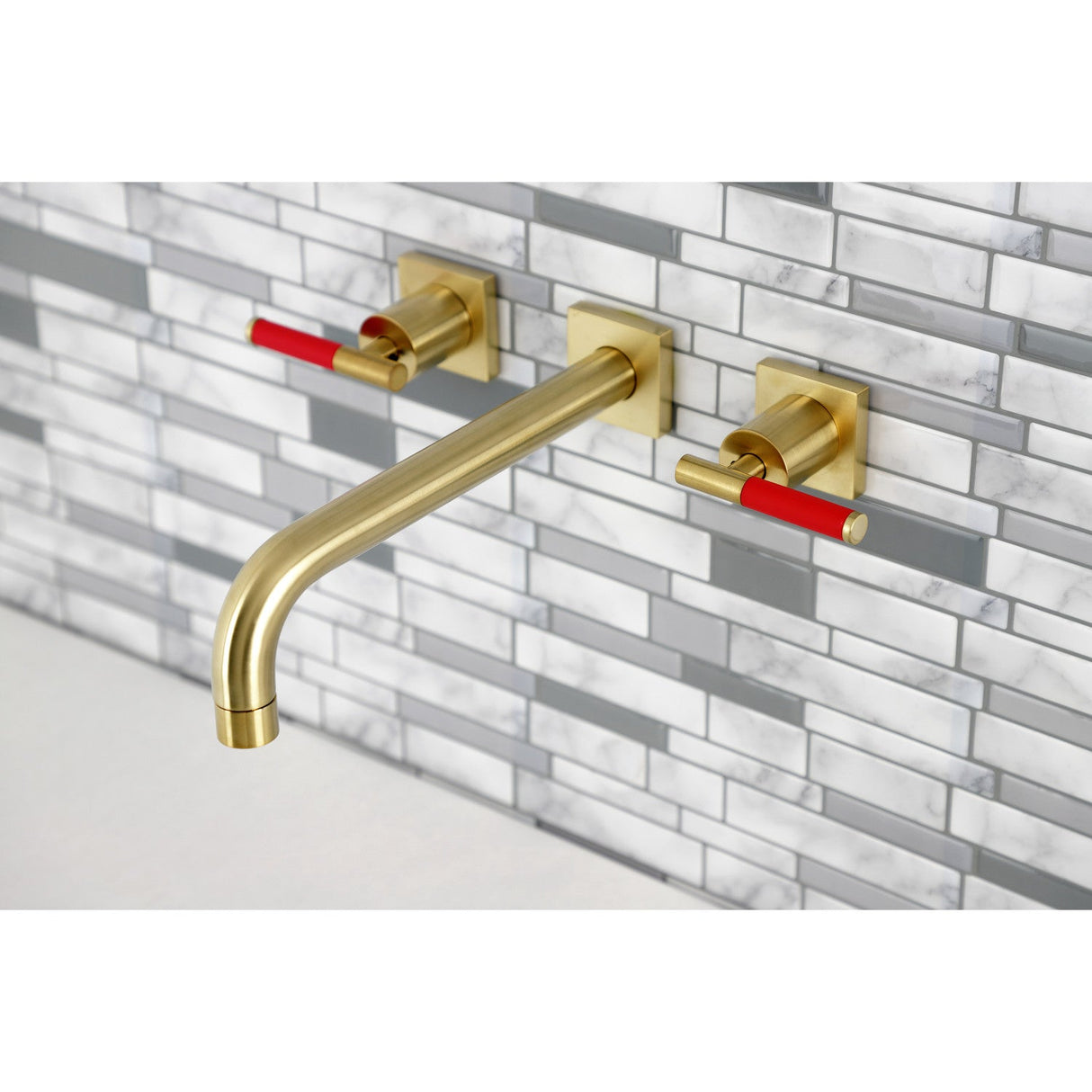 Kaiser KS6027CKL Two-Handle 3-Hole Wall Mount Roman Tub Faucet, Brushed Brass