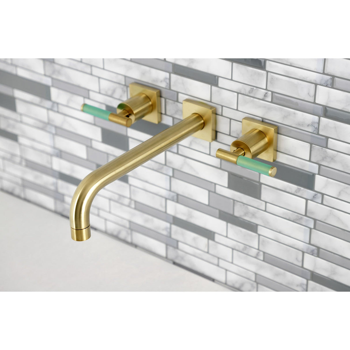 Kaiser KS6027CKL Two-Handle 3-Hole Wall Mount Roman Tub Faucet, Brushed Brass