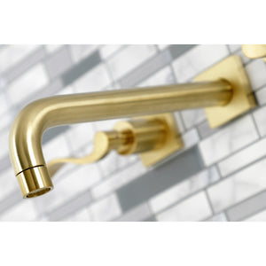 NuWave KS6027DFL Two-Handle 3-Hole Wall Mount Roman Tub Faucet, Brushed Brass