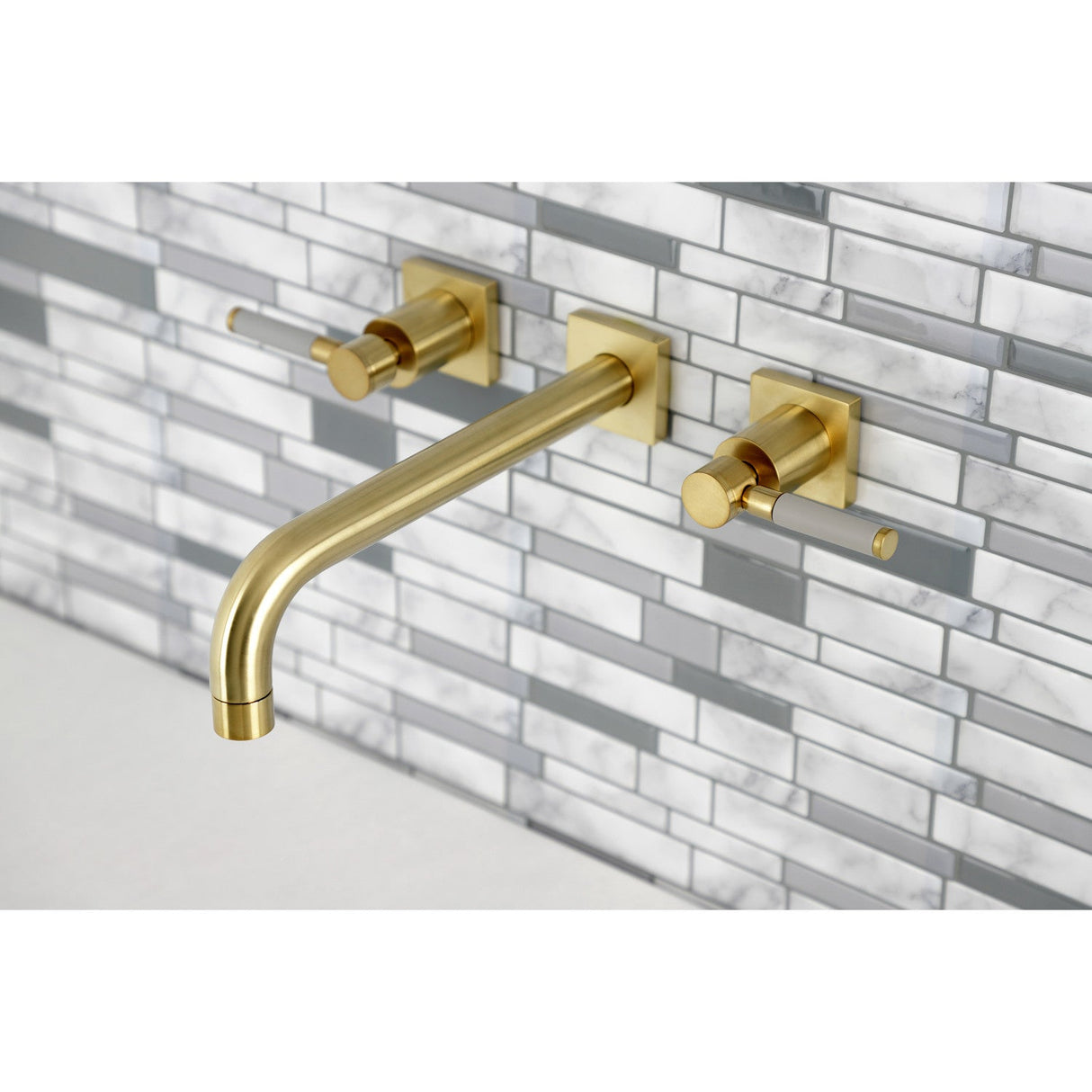 Kaiser KS6027DKL Two-Handle 3-Hole Wall Mount Roman Tub Faucet, Brushed Brass