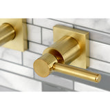 Concord KS6027DL Two-Handle 3-Hole Wall Mount Roman Tub Faucet, Brushed Brass