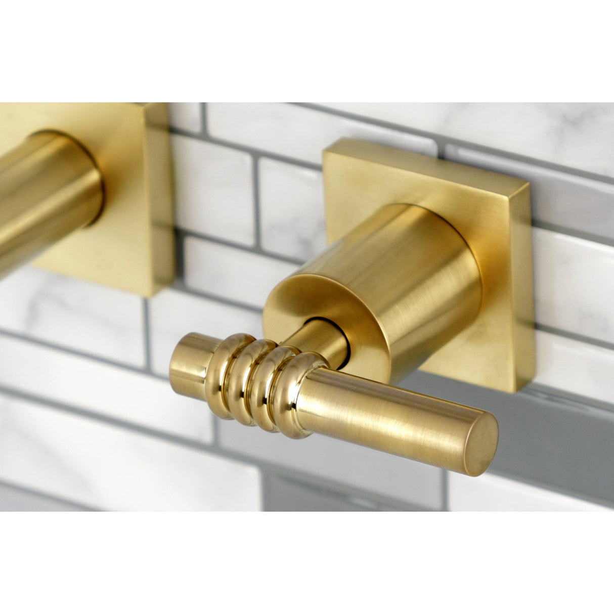 Milano KS6027ML Two-Handle 3-Hole Wall Mount Roman Tub Faucet, Brushed Brass