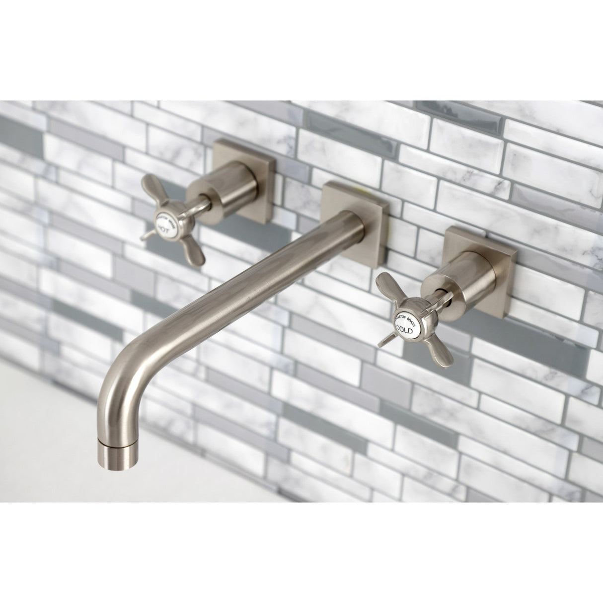 Essex KS6028BEX Two-Handle 3-Hole Wall Mount Roman Tub Faucet, Brushed Nickel