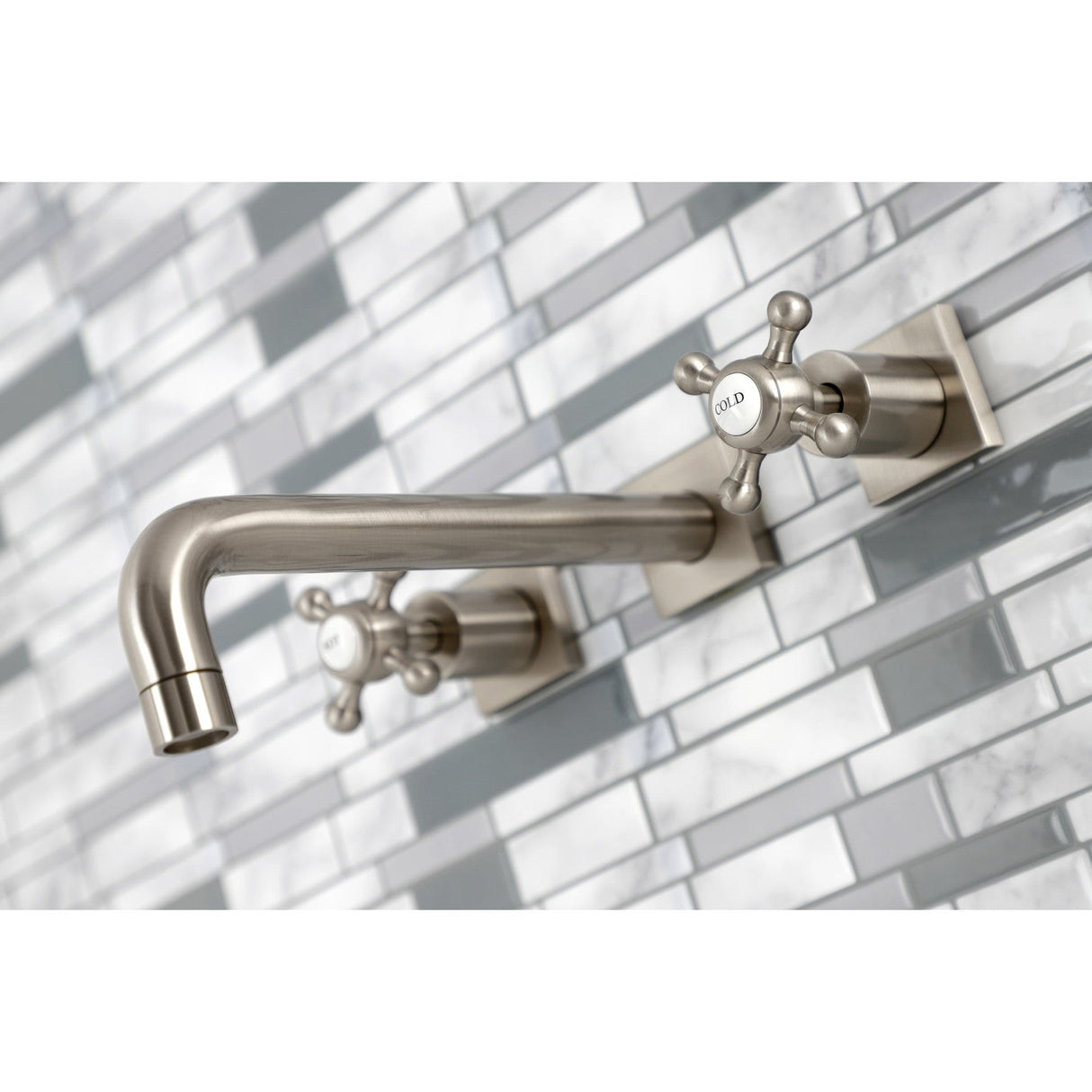 Metropolitan KS6028BX Two-Handle 3-Hole Wall Mount Roman Tub Faucet, Brushed Nickel