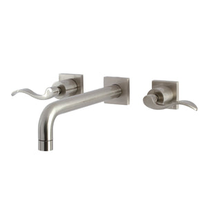 NuWave KS6028DFL Two-Handle 3-Hole Wall Mount Roman Tub Faucet, Brushed Nickel