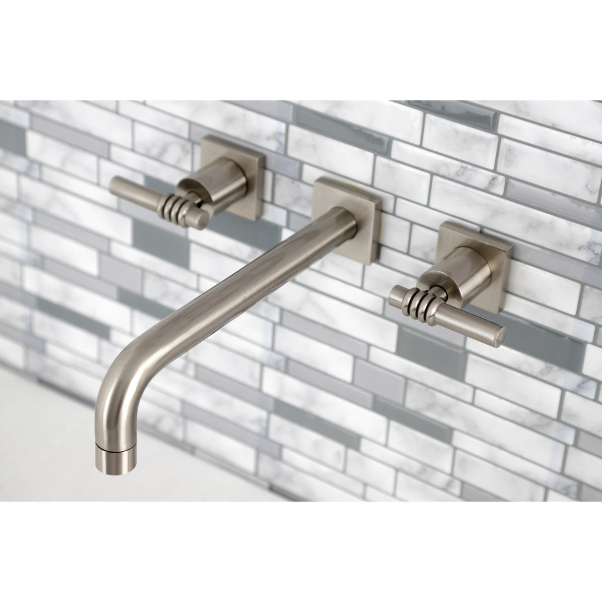 Milano KS6028ML Two-Handle 3-Hole Wall Mount Roman Tub Faucet, Brushed Nickel