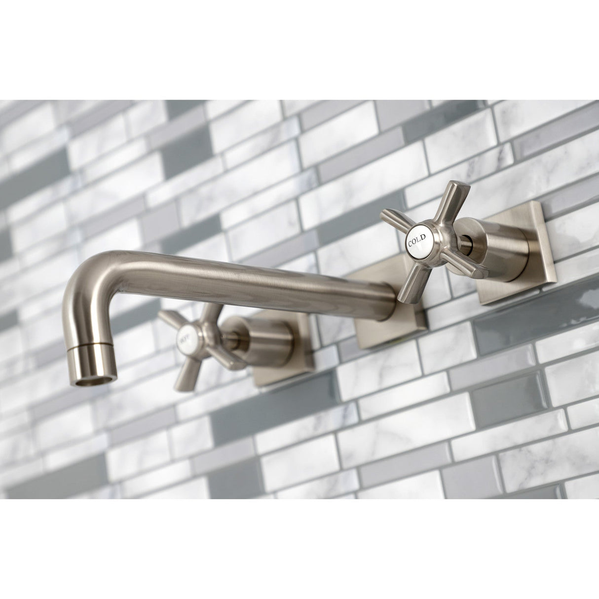 Millennium KS6028ZX Two-Handle 3-Hole Wall Mount Roman Tub Faucet, Brushed Nickel