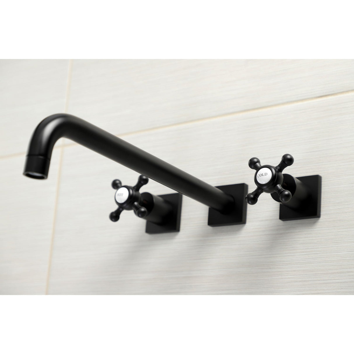 Metropolitan KS6040BX Two-Handle 3-Hole Wall Mount Roman Tub Faucet, Matte Black