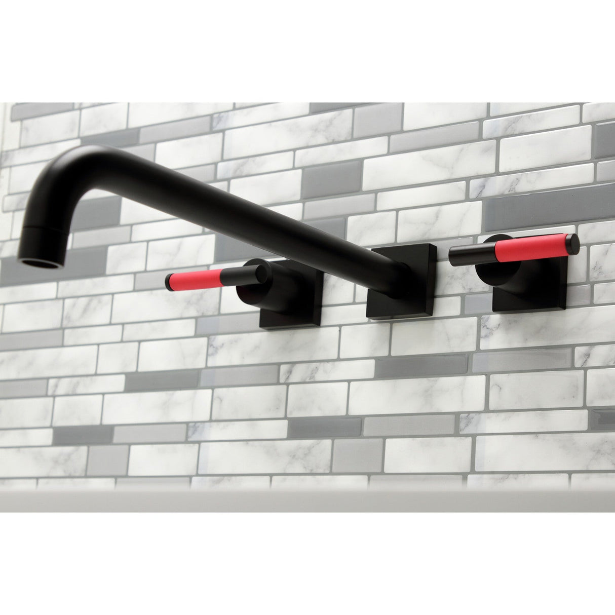 Kaiser KS6040CKL Two-Handle 3-Hole Wall Mount Roman Tub Faucet, Matte Black