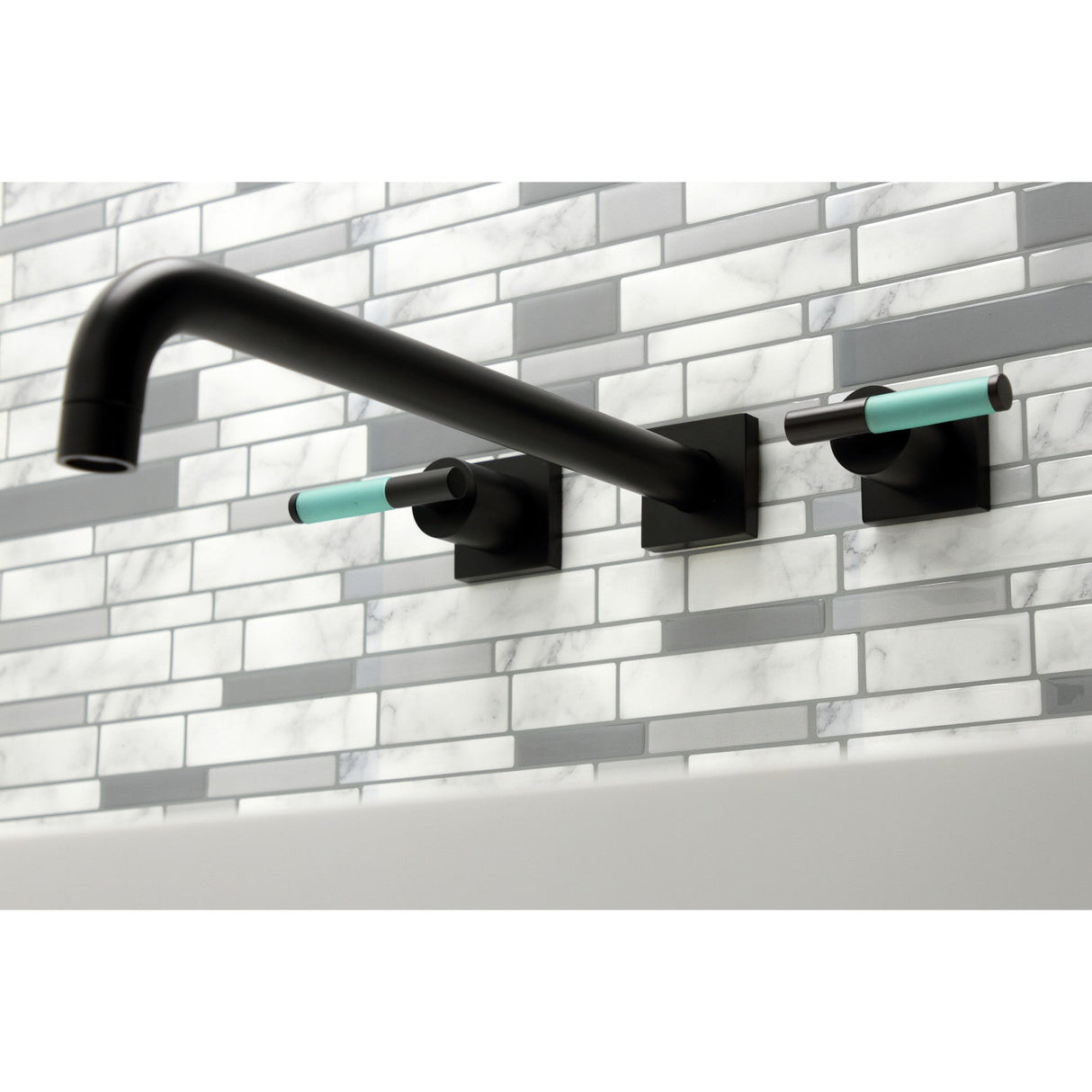Kaiser KS6040CKL Two-Handle 3-Hole Wall Mount Roman Tub Faucet, Matte Black