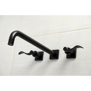 NuWave KS6040DFL Two-Handle 3-Hole Wall Mount Roman Tub Faucet, Matte Black