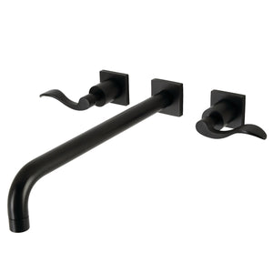 NuWave KS6040DFL Two-Handle 3-Hole Wall Mount Roman Tub Faucet, Matte Black
