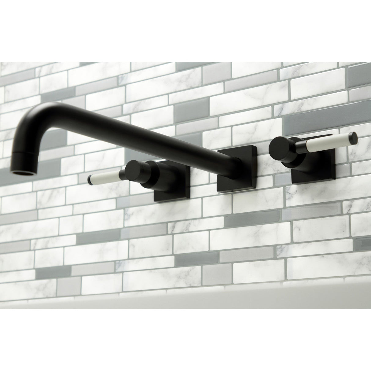 Kaiser KS6040DKL Two-Handle 3-Hole Wall Mount Roman Tub Faucet, Matte Black