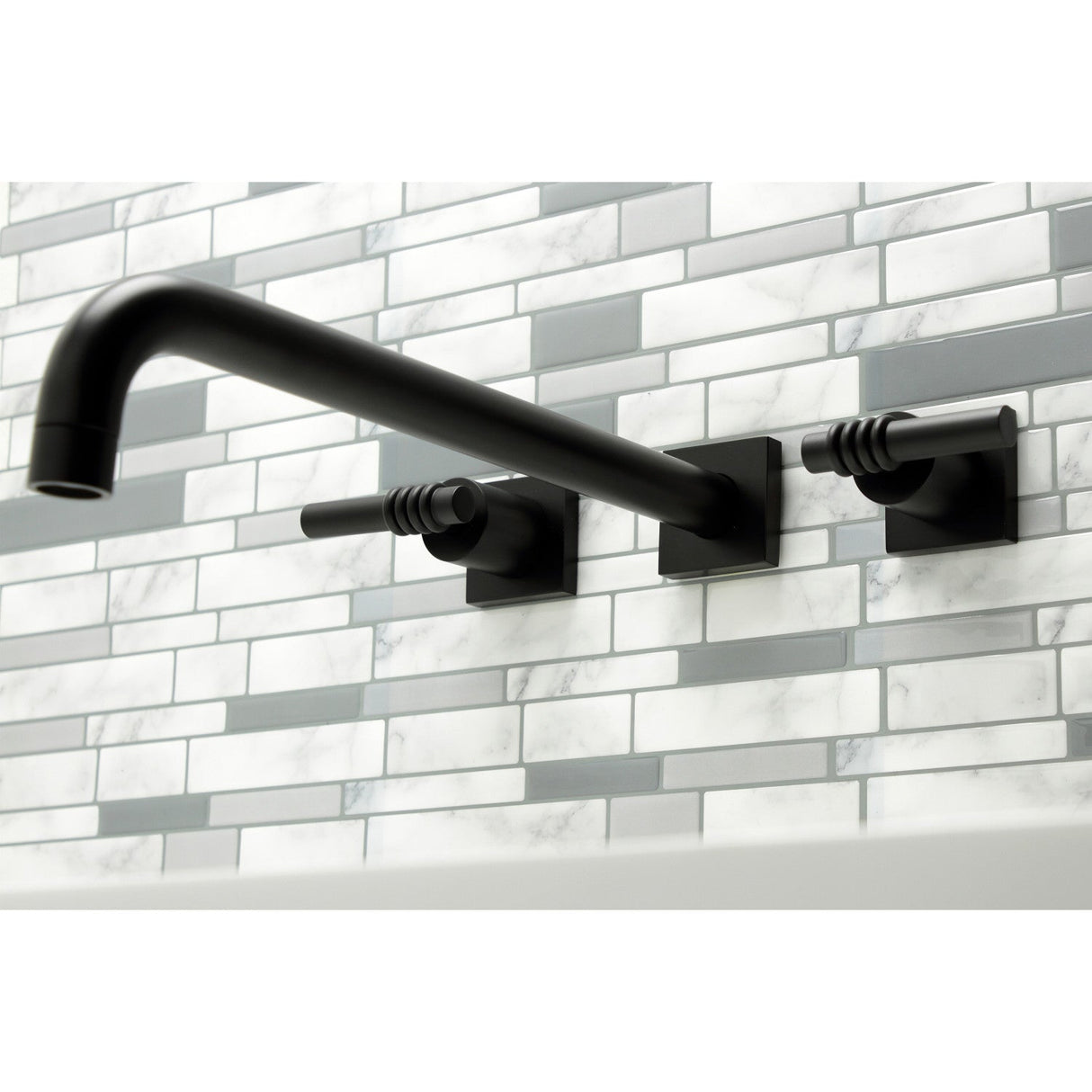 Milano KS6040ML Two-Handle 3-Hole Wall Mount Roman Tub Faucet, Matte Black