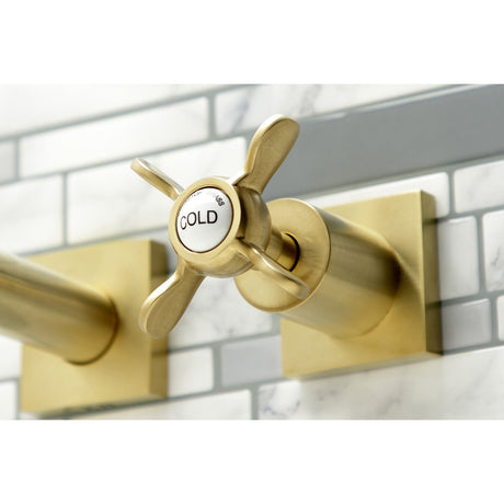 Essex KS6047BEX Two-Handle 3-Hole Wall Mount Roman Tub Faucet, Brushed Brass