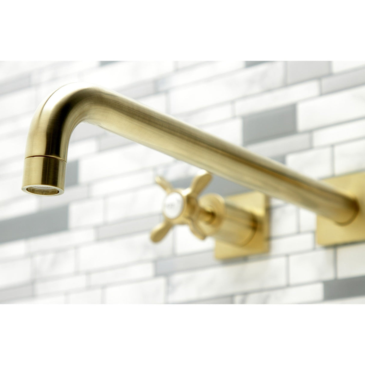 Essex KS6047BEX Two-Handle 3-Hole Wall Mount Roman Tub Faucet, Brushed Brass