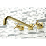 Essex KS6047BEX Two-Handle 3-Hole Wall Mount Roman Tub Faucet, Brushed Brass