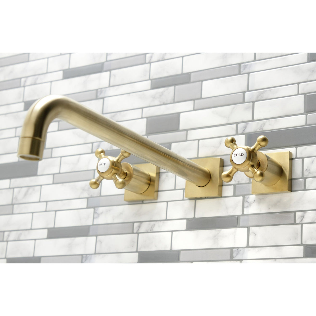 Metropolitan KS6047BX Two-Handle 3-Hole Wall Mount Roman Tub Faucet, Brushed Brass