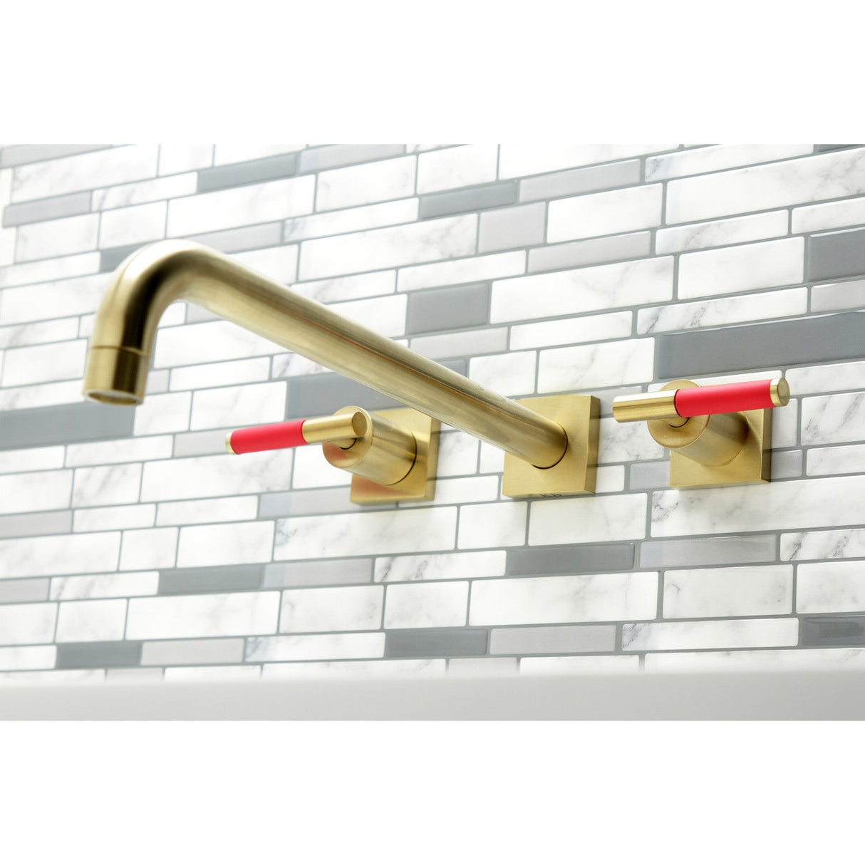 Kaiser KS6047CKL Two-Handle 3-Hole Wall Mount Roman Tub Faucet, Brushed Brass