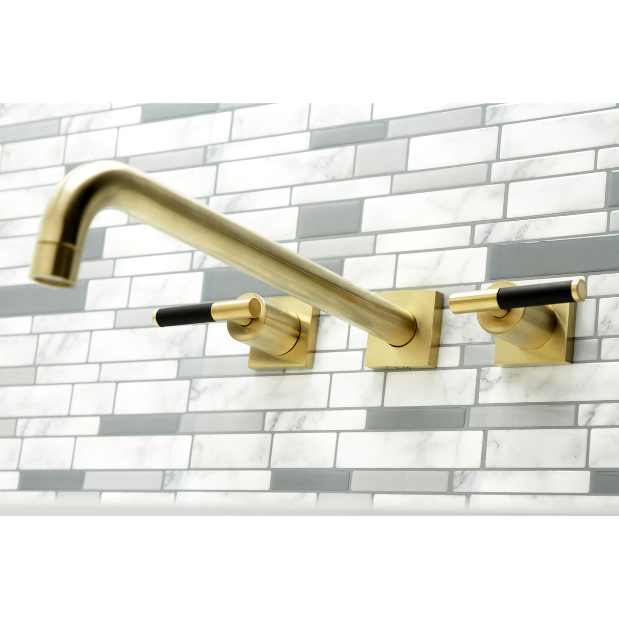 Kaiser KS6047CKL Two-Handle 3-Hole Wall Mount Roman Tub Faucet, Brushed Brass