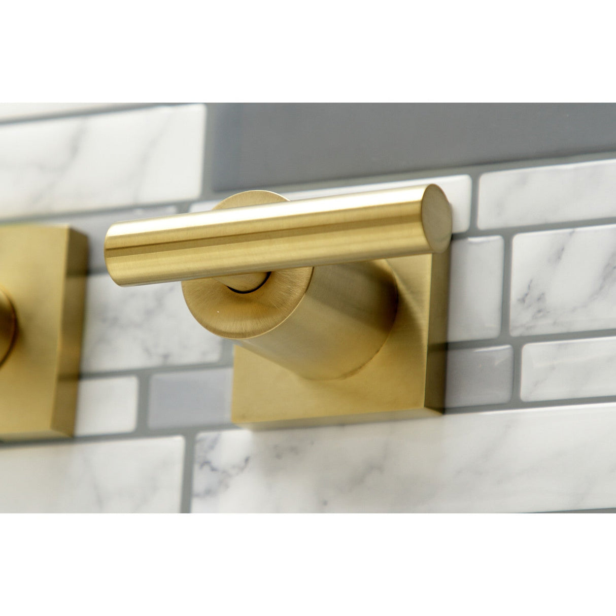 Manhattan KS6047CML Two-Handle 3-Hole Wall Mount Roman Tub Faucet, Brushed Brass