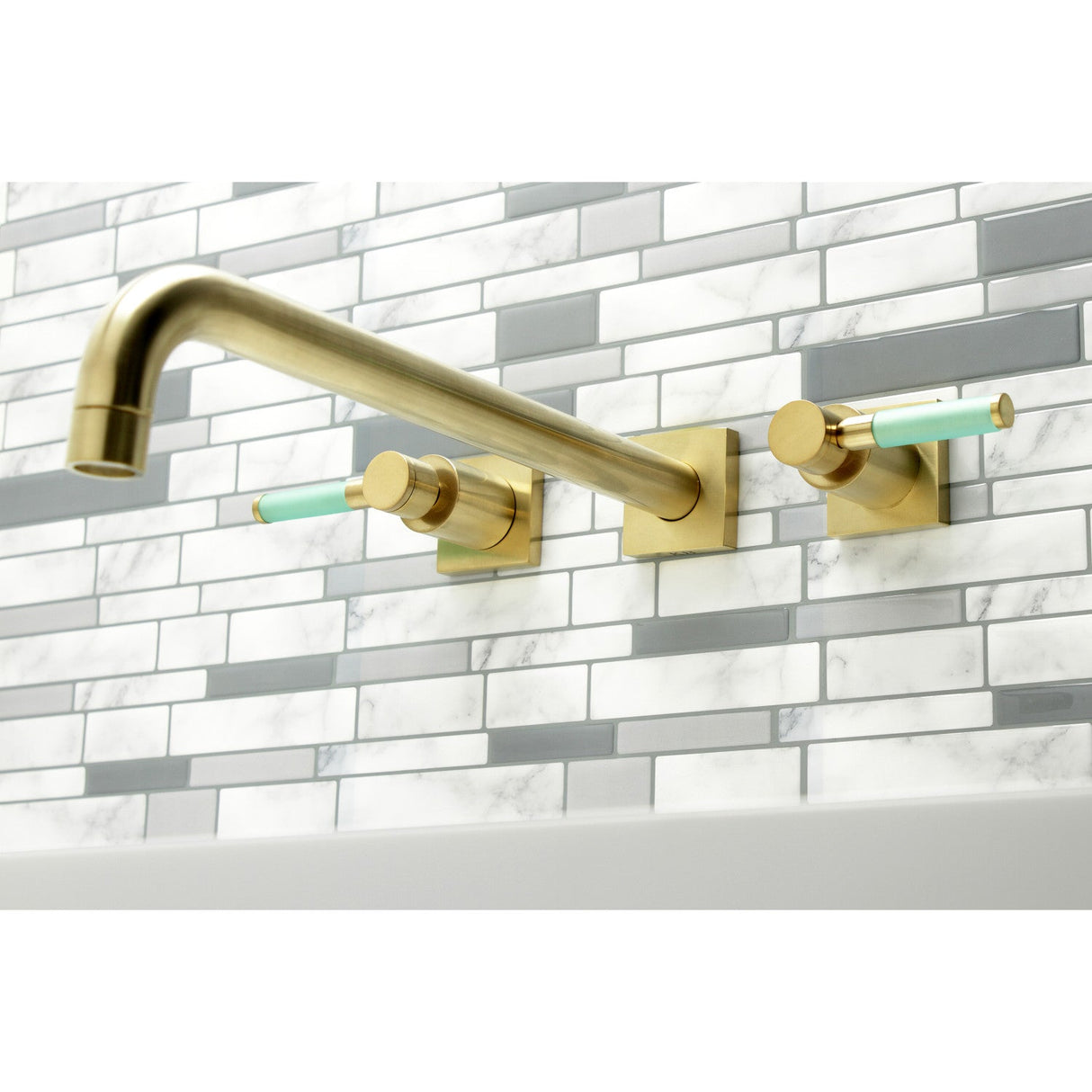 Kaiser KS6047DKL Two-Handle 3-Hole Wall Mount Roman Tub Faucet, Brushed Brass