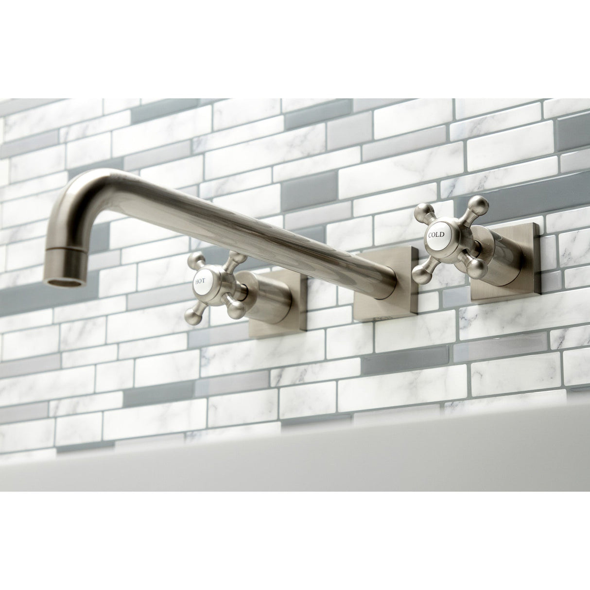 Metropolitan KS6048BX Two-Handle 3-Hole Wall Mount Roman Tub Faucet, Brushed Nickel