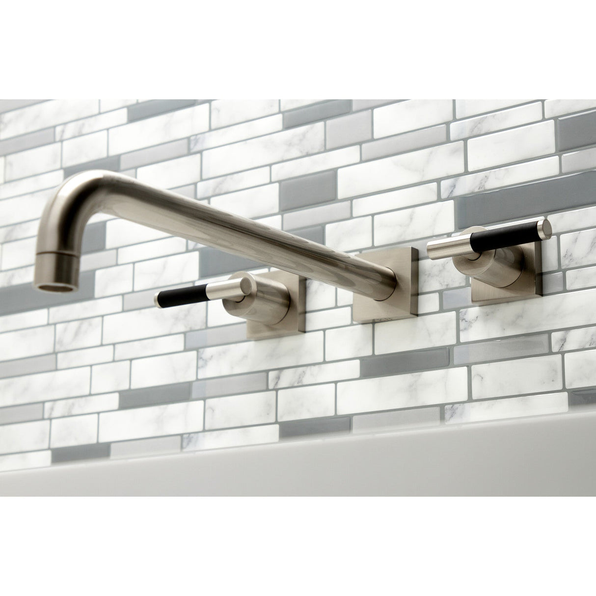 Kaiser KS6048CKL Two-Handle 3-Hole Wall Mount Roman Tub Faucet, Brushed Nickel