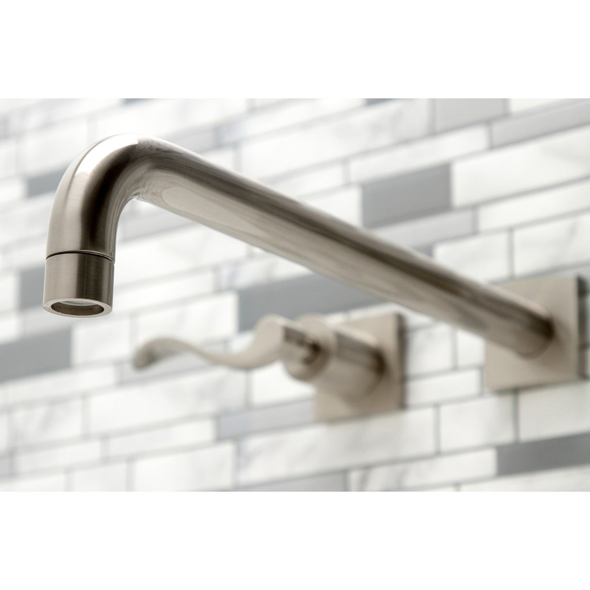 NuWave KS6048DFL Two-Handle 3-Hole Wall Mount Roman Tub Faucet, Brushed Nickel