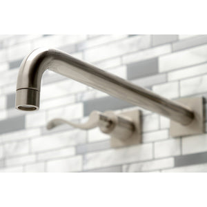 NuWave KS6048DFL Two-Handle 3-Hole Wall Mount Roman Tub Faucet, Brushed Nickel