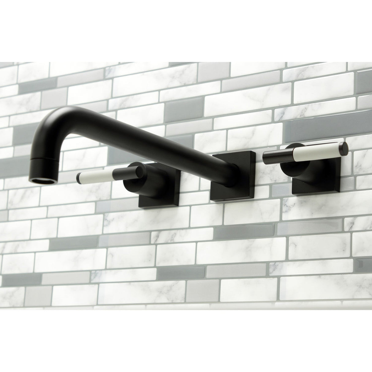 Kaiser KS6050CKL Two-Handle 3-Hole Wall Mount Roman Tub Faucet, Matte Black