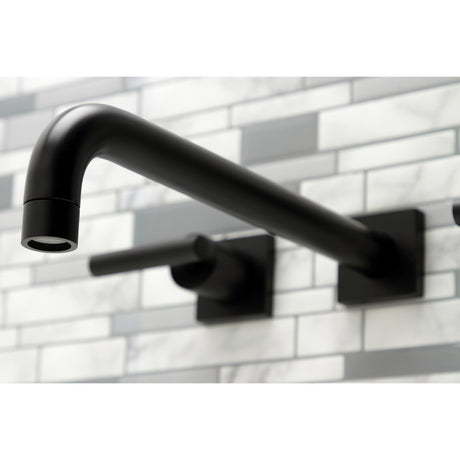 Manhattan KS6050CML Two-Handle 3-Hole Wall Mount Roman Tub Faucet, Matte Black