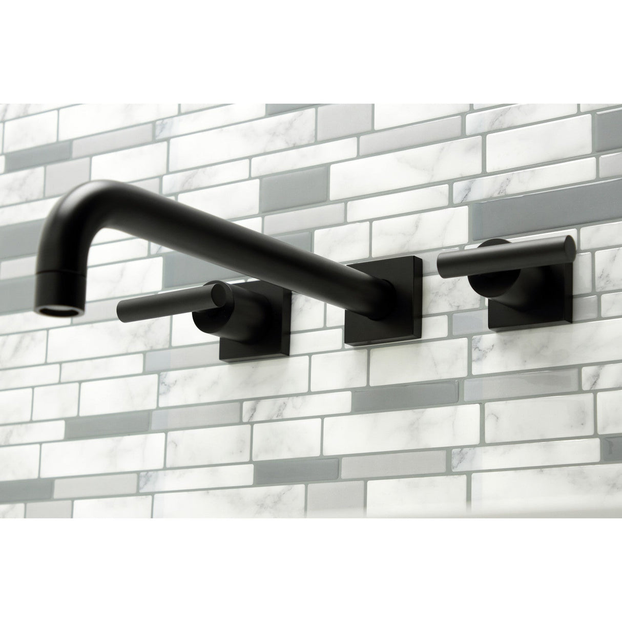 Manhattan KS6050CML Two-Handle 3-Hole Wall Mount Roman Tub Faucet, Matte Black