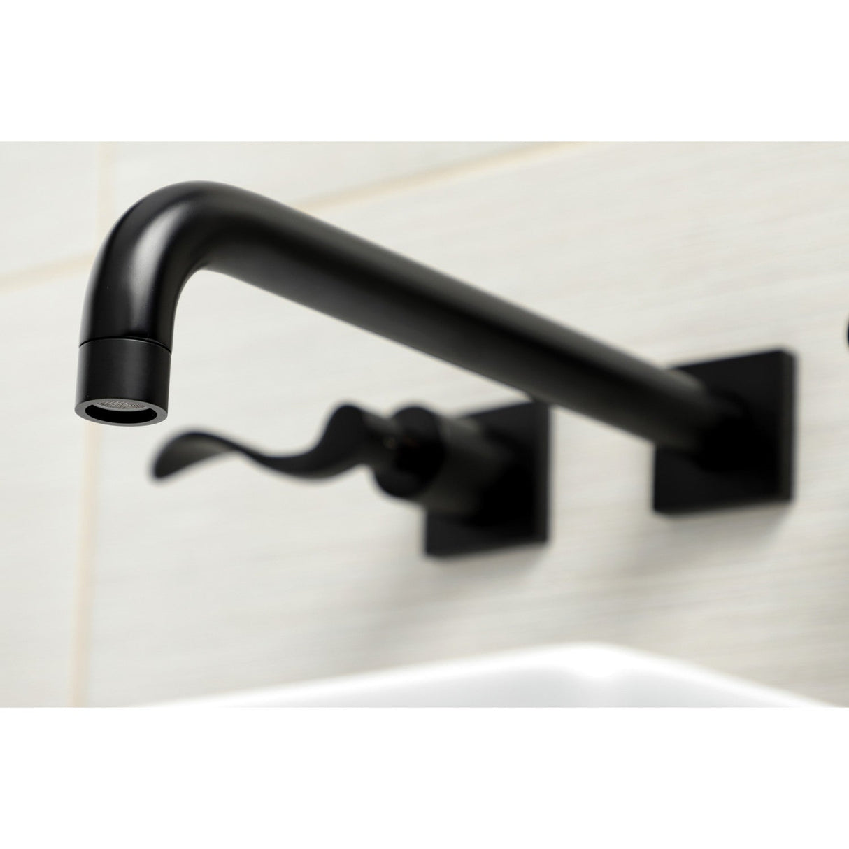 NuWave KS6050DFL Two-Handle 3-Hole Wall Mount Roman Tub Faucet, Matte Black