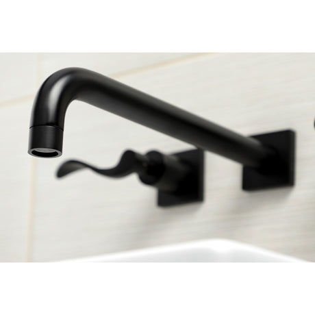 NuWave KS6050DFL Two-Handle 3-Hole Wall Mount Roman Tub Faucet, Matte Black