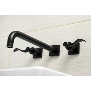 NuWave KS6050DFL Two-Handle 3-Hole Wall Mount Roman Tub Faucet, Matte Black