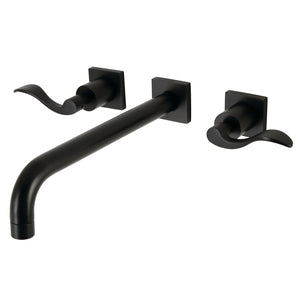 NuWave KS6050DFL Two-Handle 3-Hole Wall Mount Roman Tub Faucet, Matte Black