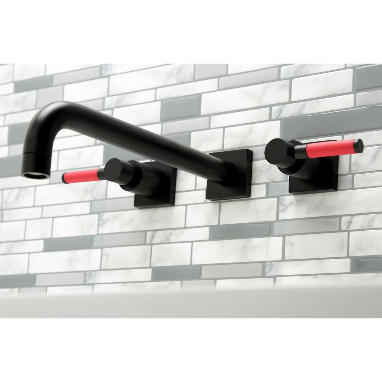 Kaiser KS6050DKL Two-Handle 3-Hole Wall Mount Roman Tub Faucet, Matte Black
