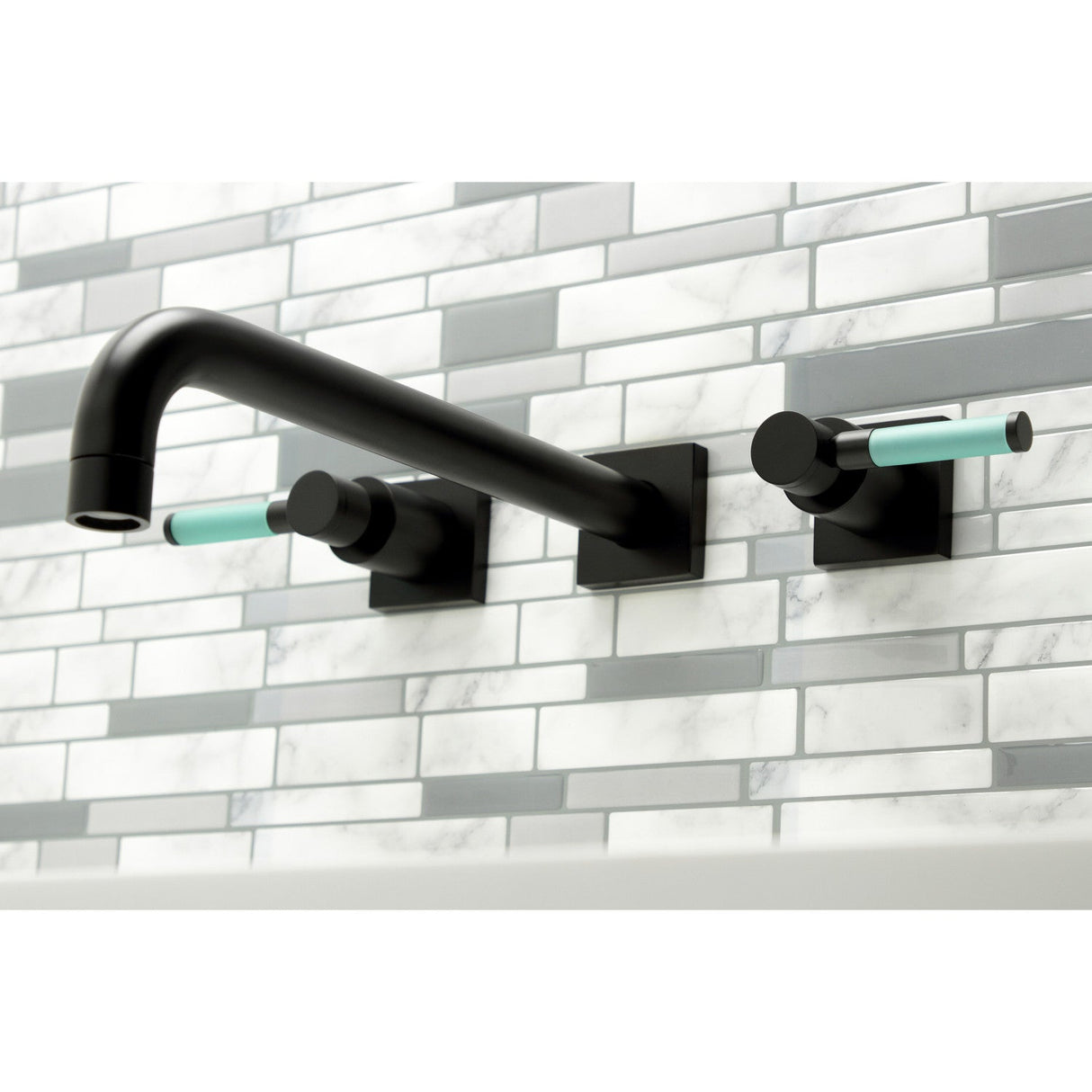 Kaiser KS6050DKL Two-Handle 3-Hole Wall Mount Roman Tub Faucet, Matte Black