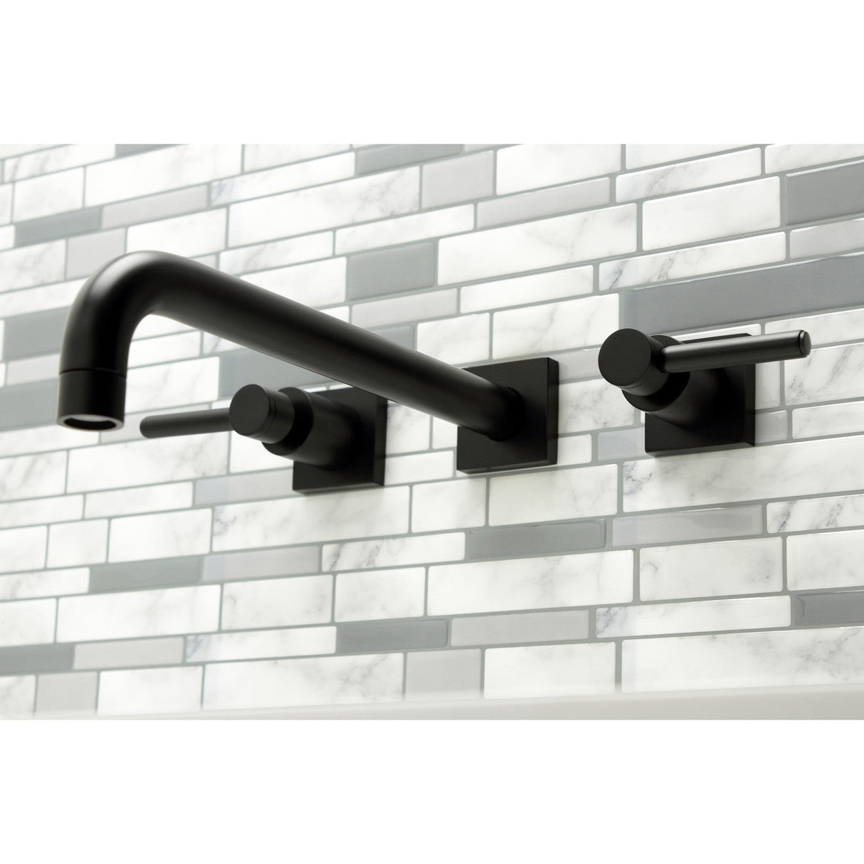 Concord KS6050DL Two-Handle 3-Hole Wall Mount Roman Tub Faucet, Matte Black