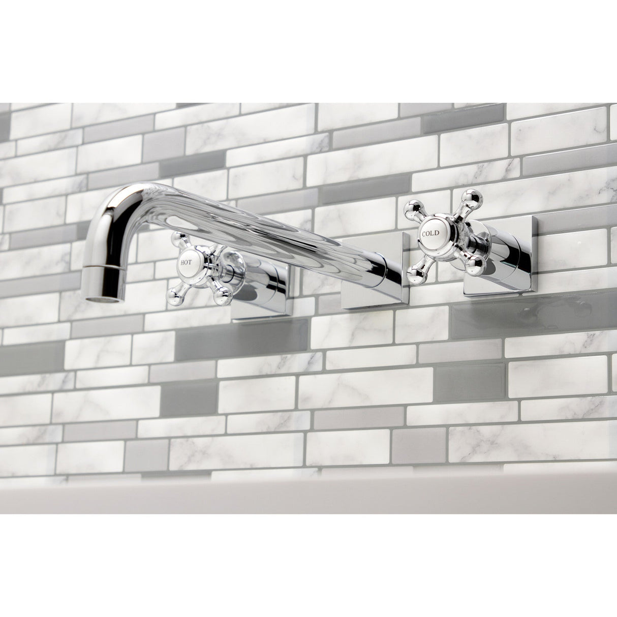 Metropolitan KS6051BX Two-Handle 3-Hole Wall Mount Roman Tub Faucet, Polished Chrome