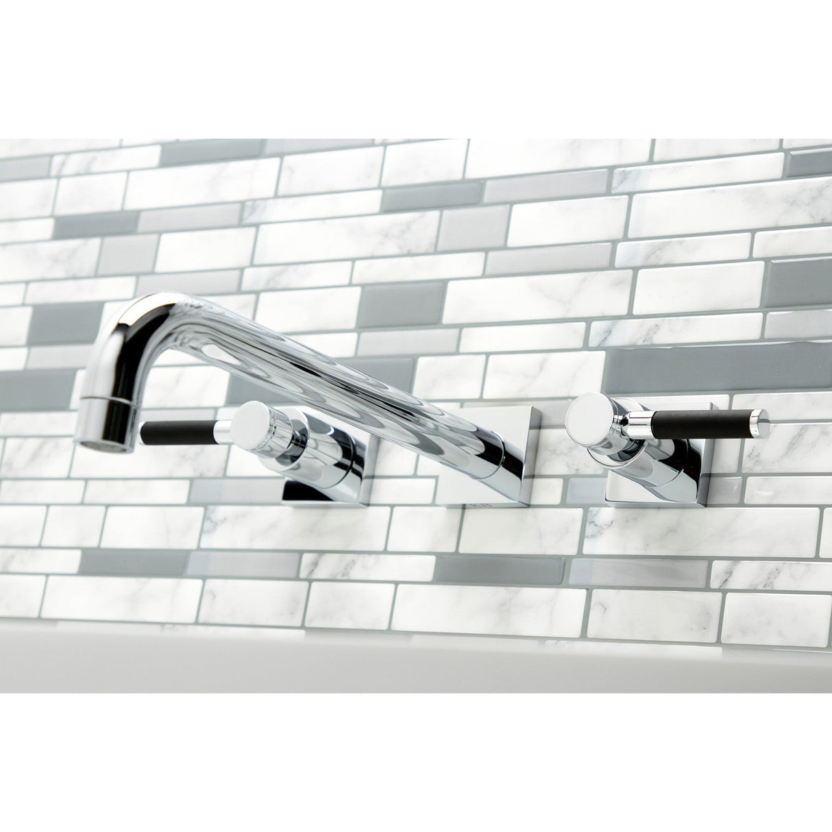 Kaiser KS6051DKL Two-Handle 3-Hole Wall Mount Roman Tub Faucet, Polished Chrome
