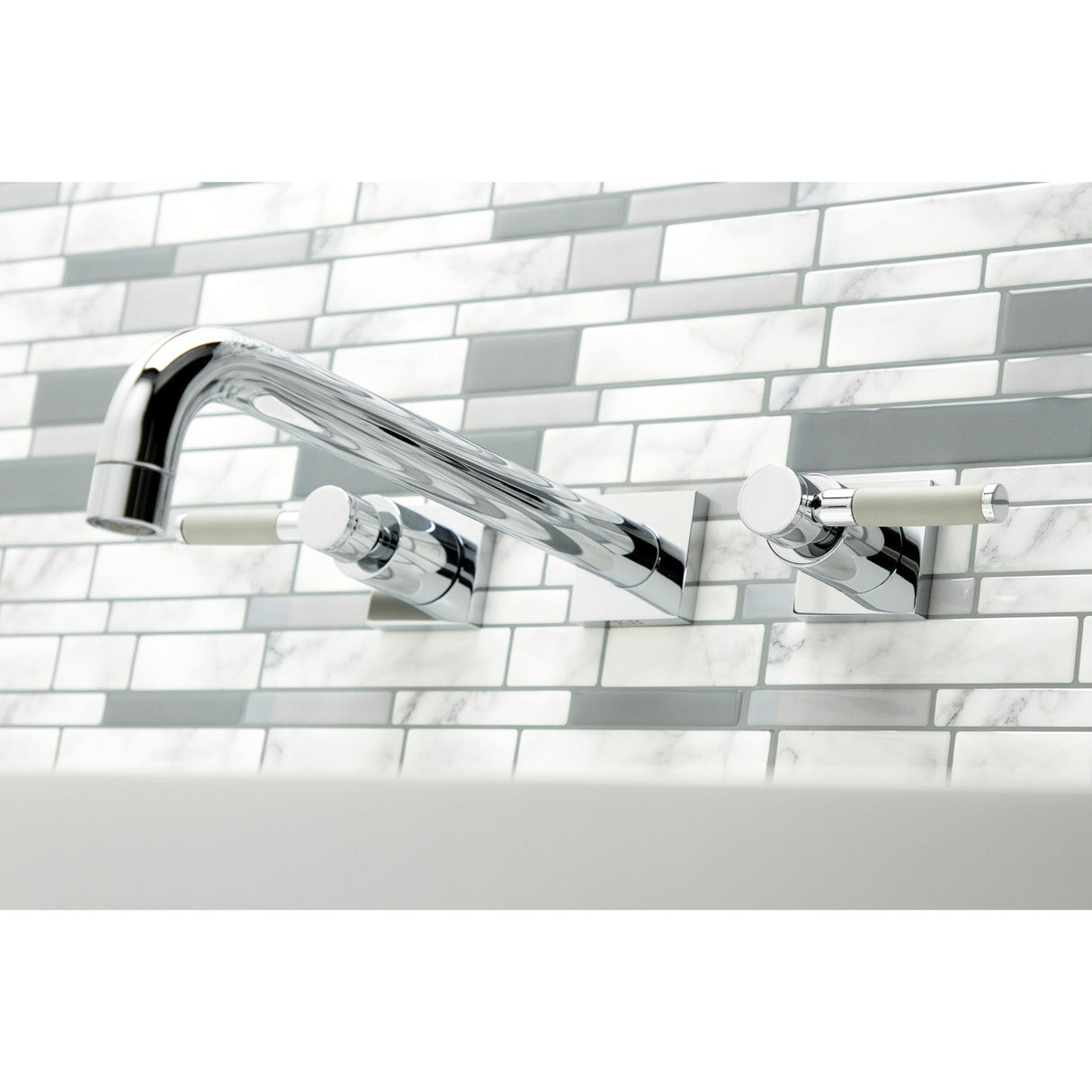 Kaiser KS6051DKL Two-Handle 3-Hole Wall Mount Roman Tub Faucet, Polished Chrome