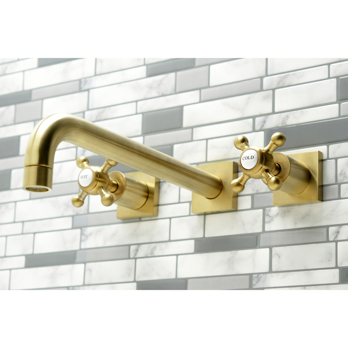 Metropolitan KS6057BX Two-Handle 3-Hole Wall Mount Roman Tub Faucet, Brushed Brass