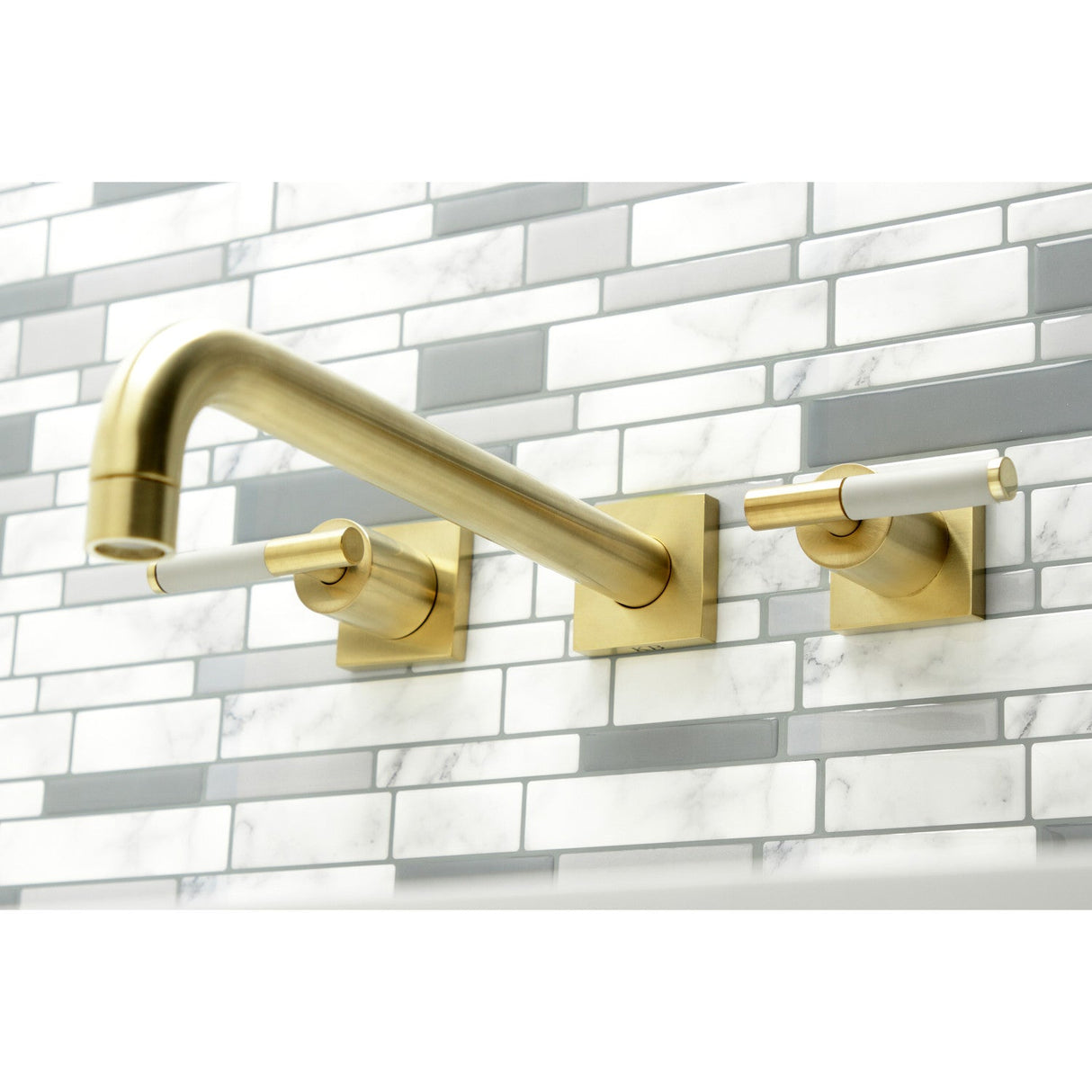 Kaiser KS6057CKL Two-Handle 3-Hole Wall Mount Roman Tub Faucet, Brushed Brass