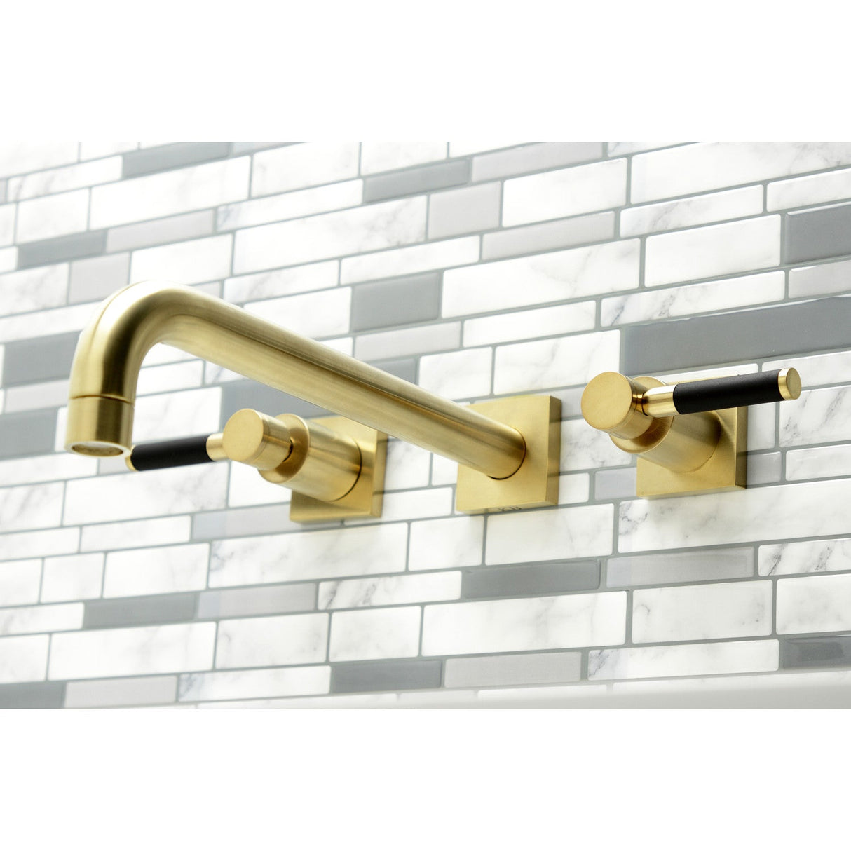 Kaiser KS6057DKL Two-Handle 3-Hole Wall Mount Roman Tub Faucet, Brushed Brass