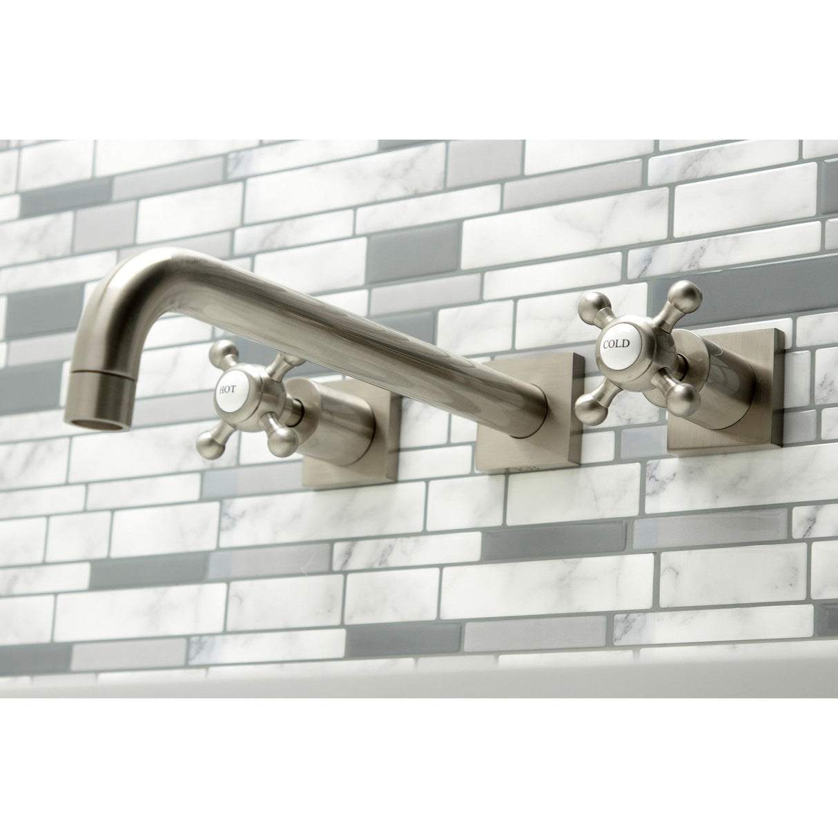 Metropolitan KS6058BX Two-Handle 3-Hole Wall Mount Roman Tub Faucet, Brushed Nickel