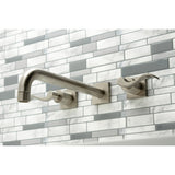 NuWave KS6058DFL Two-Handle 3-Hole Wall Mount Roman Tub Faucet, Brushed Nickel