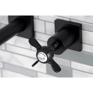 Essex KS6120BEX Two-Handle 3-Hole Wall Mount Bathroom Faucet, Matte Black