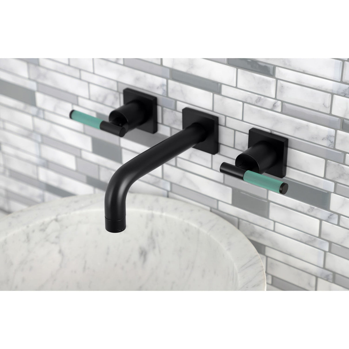 Kaiser KS6120CKL Two-Handle 3-Hole Wall Mount Bathroom Faucet, Matte Black